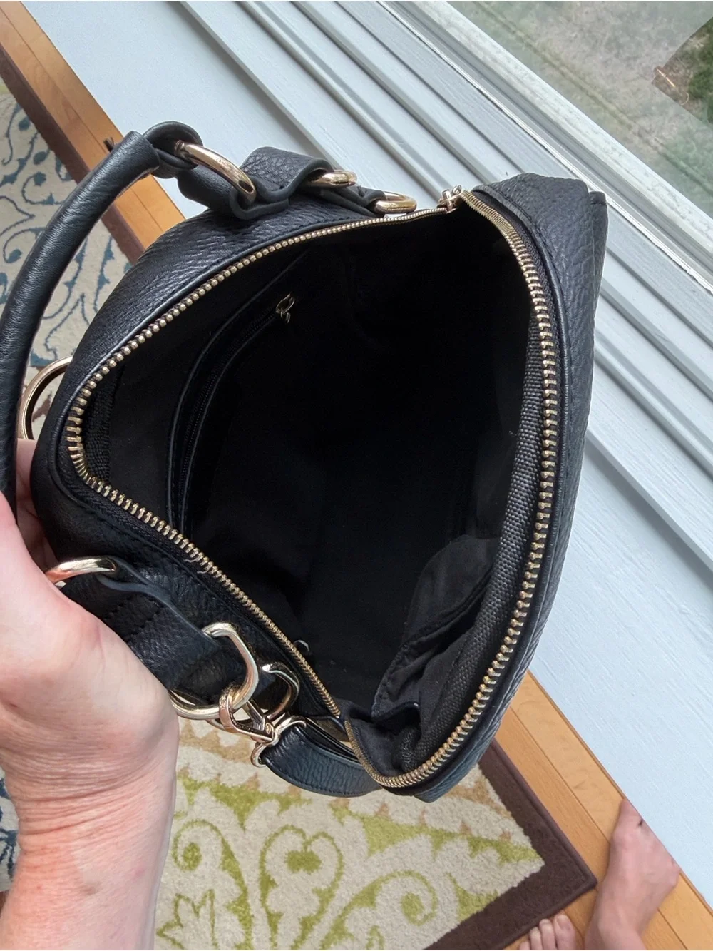 kate spade Black Pebbled Leather Mini Backpack with Gold Hardware